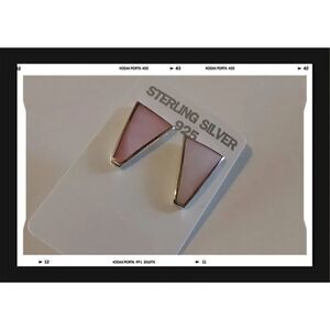 NEW~Gorgeous Art Deco 925 Sterling Pink Mother of Pearl Stud Earrings
